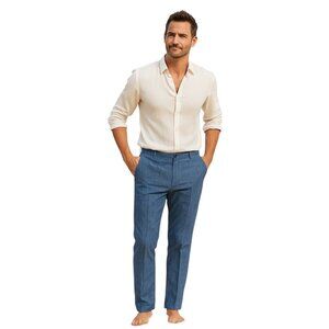Perry Ellis Slim Fit Dress Pants Blue Size 36 x 32 Minimalist Stealth Wealth